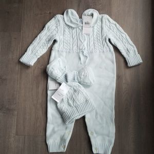 NWT Ralph Lauren knit onesie with hat and booties